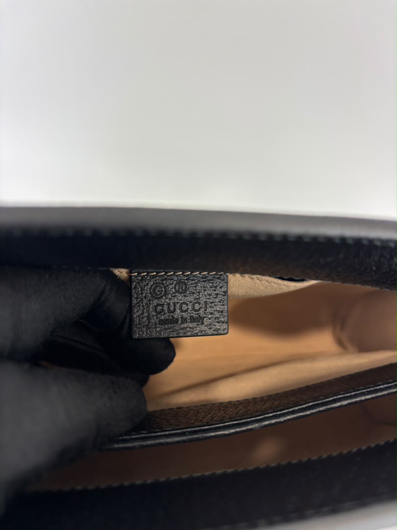 Black Leather Ophidia Small Shoulder Bag