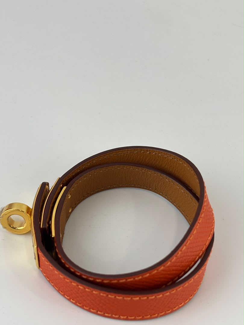 Kelly Double Tour Bracelet Orange Epsom GHW