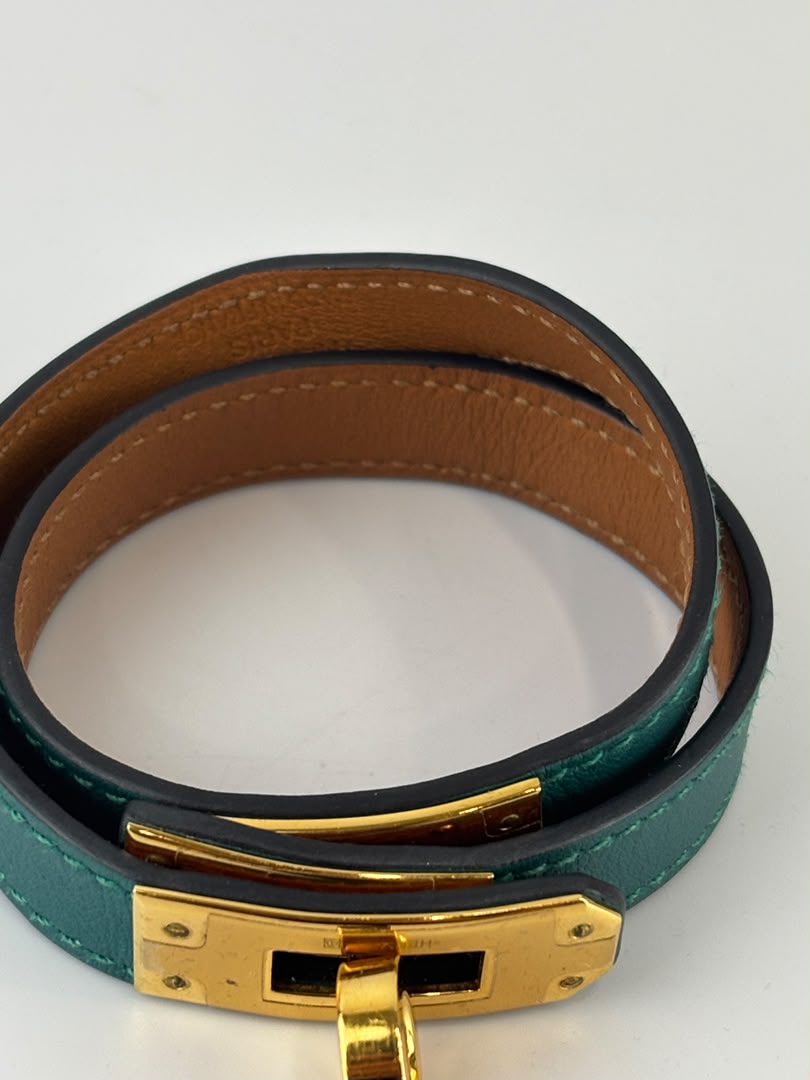 Kelly Double Tour Bracelet in Malachite Swift GHW