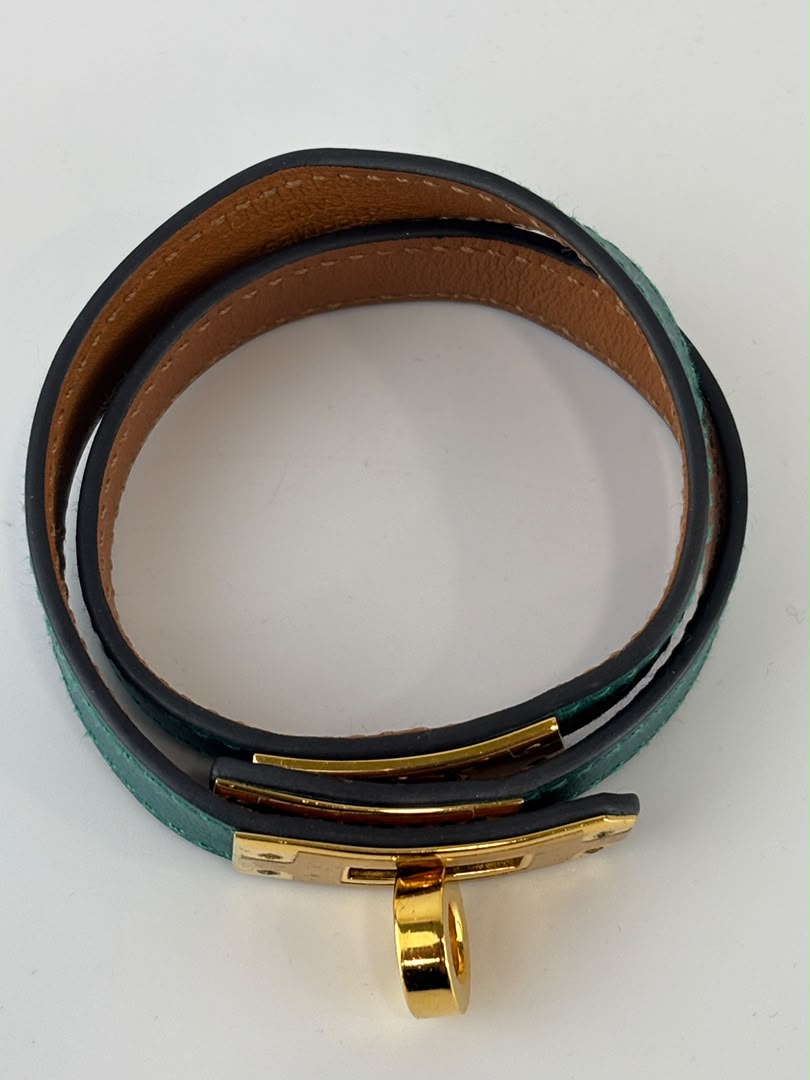 Kelly Double Tour Bracelet in Malachite Swift GHW