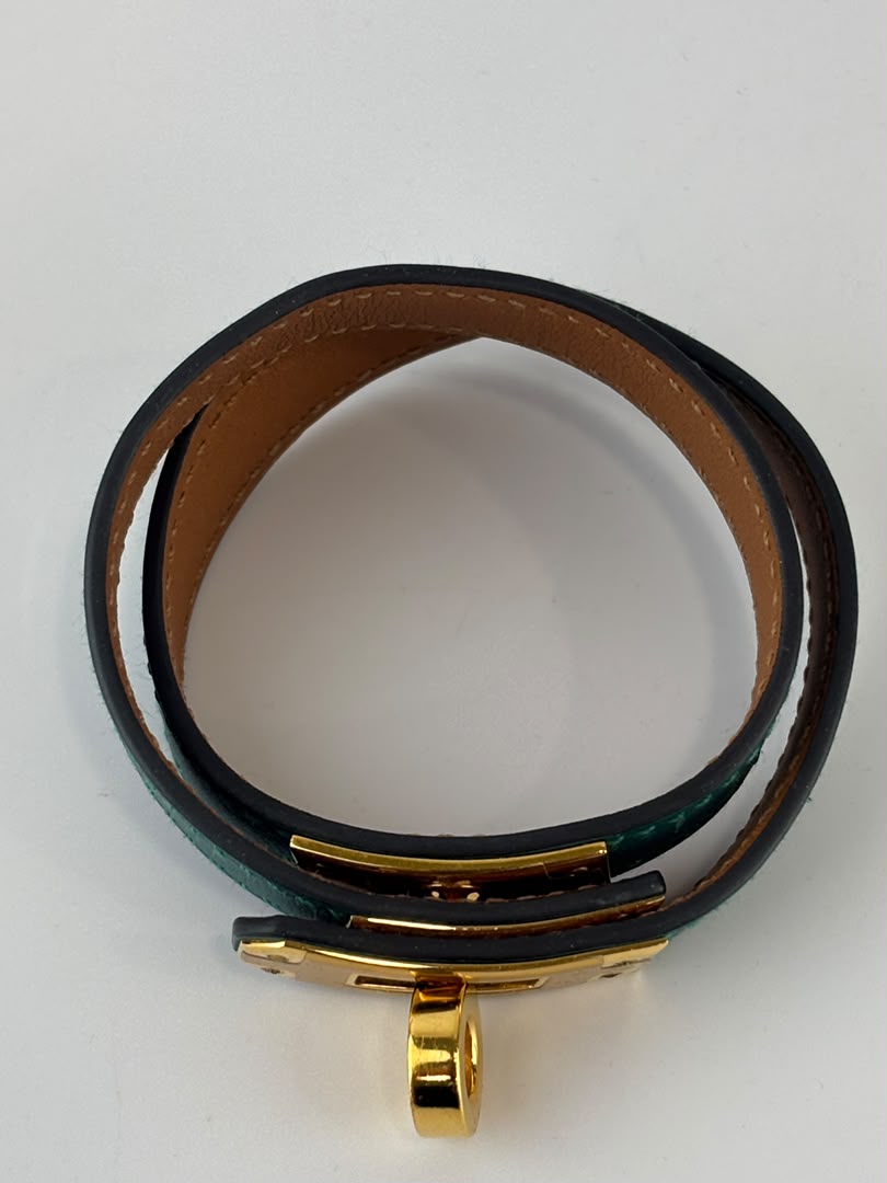 Kelly Double Tour Bracelet in Malachite Swift GHW