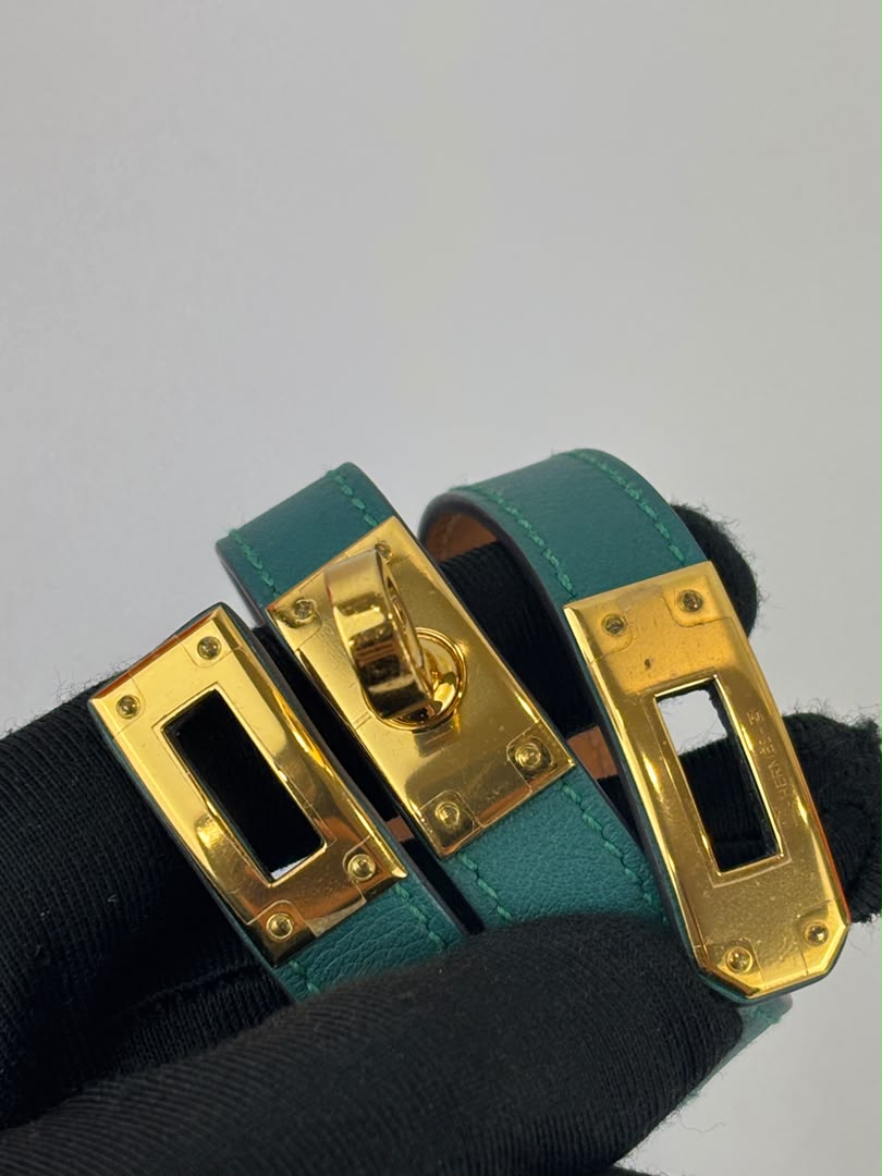 Kelly Double Tour Bracelet in Malachite Swift GHW