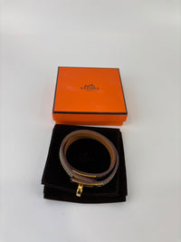 Kelly Double Tour Bracelet in Obre Lizard Leather GHW