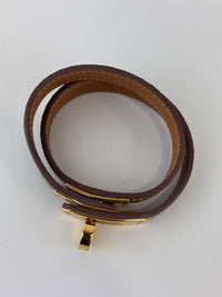 Kelly Double Tour Bracelet in Obre Lizard Leather GHW