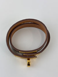 Kelly Double Tour Bracelet in Obre Lizard Leather GHW