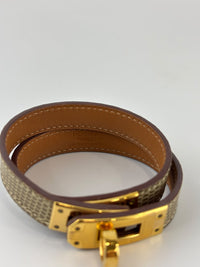 Kelly Double Tour Bracelet in Obre Lizard Leather GHW
