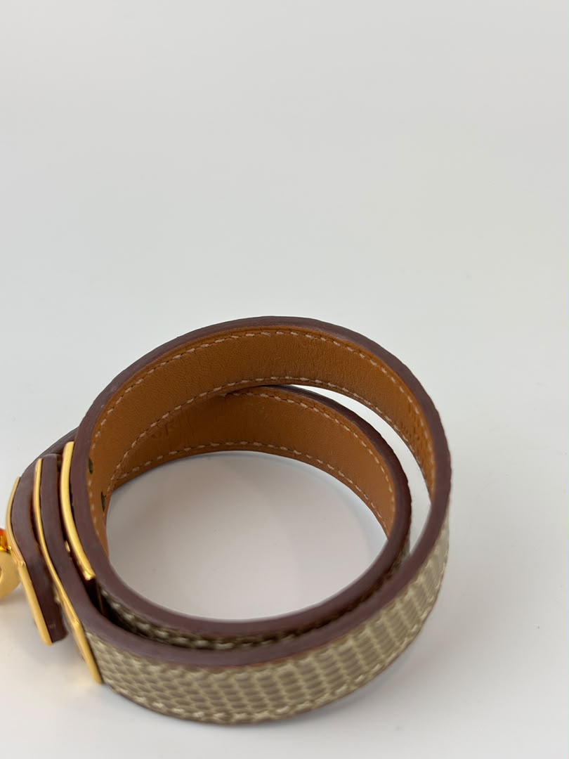 Kelly Double Tour Bracelet in Obre Lizard Leather GHW