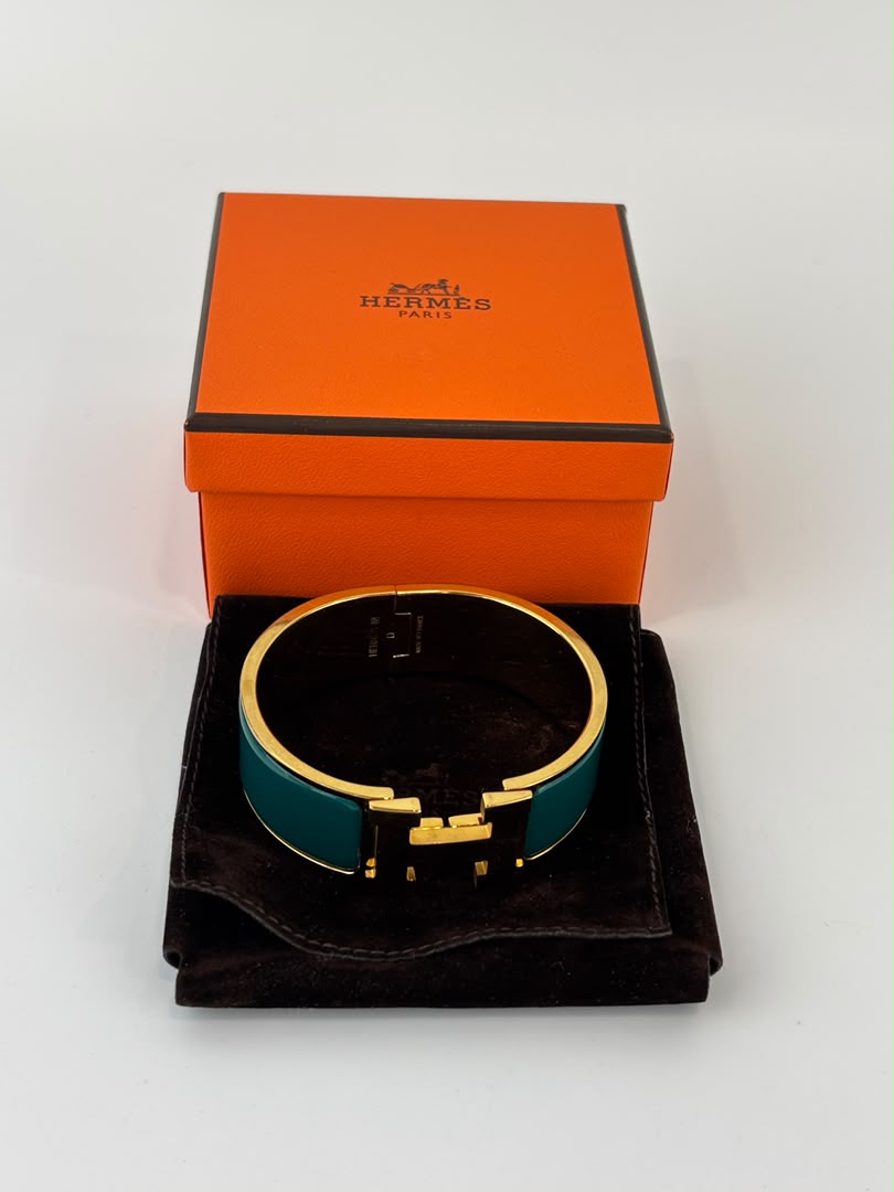 Clic Clac Enamel Bracelet in Vert Flamboyant GHW