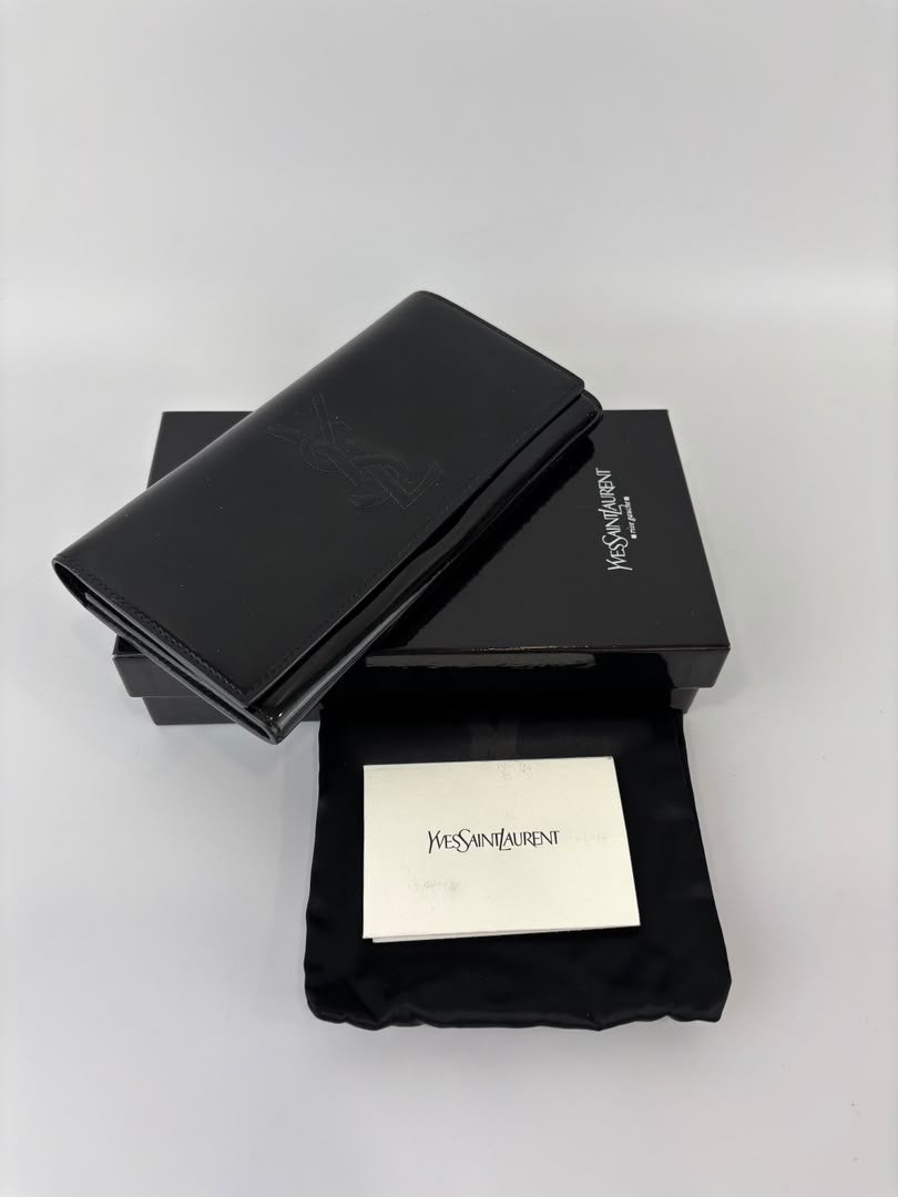 Belle de Jour Patent Leather Long Wallet Black