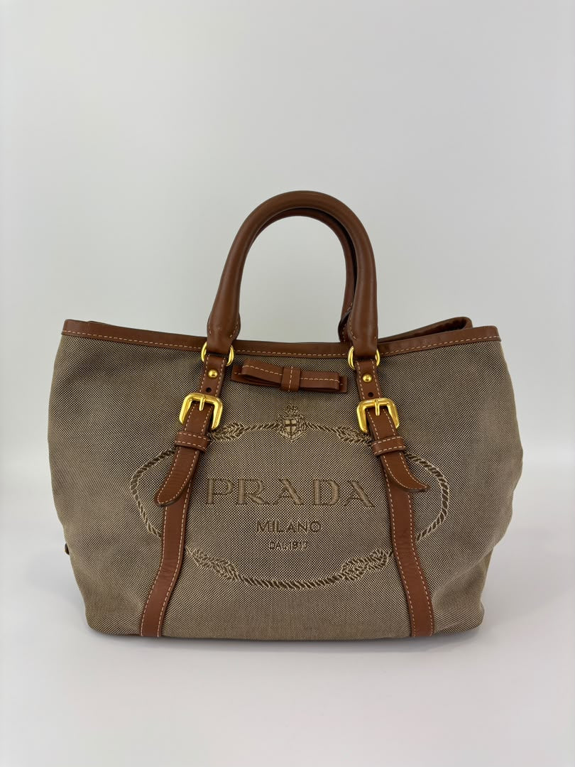 Jacquard 2-Way Canvas Tote Bag