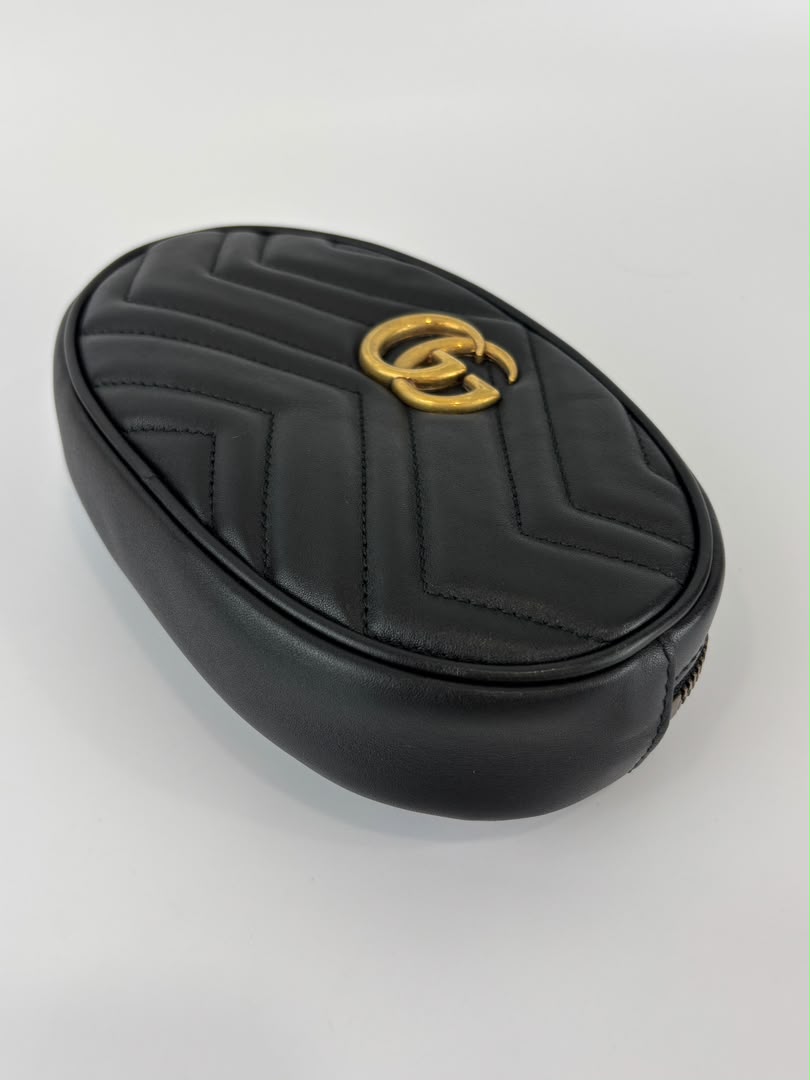GG Marmont Matelasse Belt Bag Black GHW