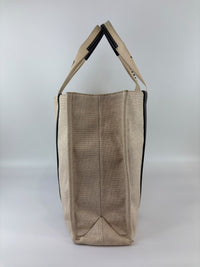 Woody Large Linen Tote Bag Beige/Black