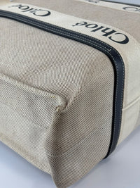 Woody Large Linen Tote Bag Beige/Black