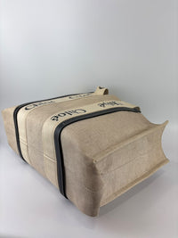 Woody Large Linen Tote Bag Beige/Black