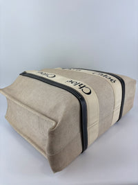 Woody Large Linen Tote Bag Beige/Black