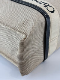 Woody Large Linen Tote Bag Beige/Black