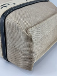 Woody Large Linen Tote Bag Beige/Black