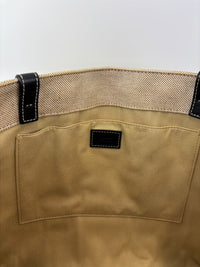 Woody Large Linen Tote Bag Beige/Black