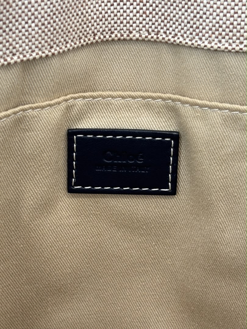 Woody Large Linen Tote Bag Beige/Black