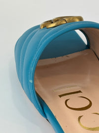 Nappa Matelasse GG Marmont Flat Slide Sandals Light Blue