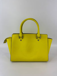Selma Medium Satchel Neon Yellow Saffiano Leather