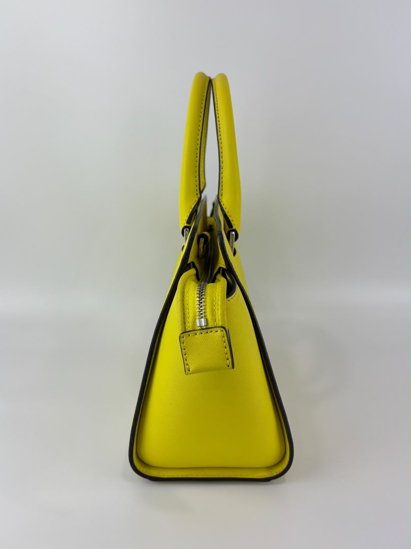 Selma Medium Satchel Neon Yellow Saffiano Leather