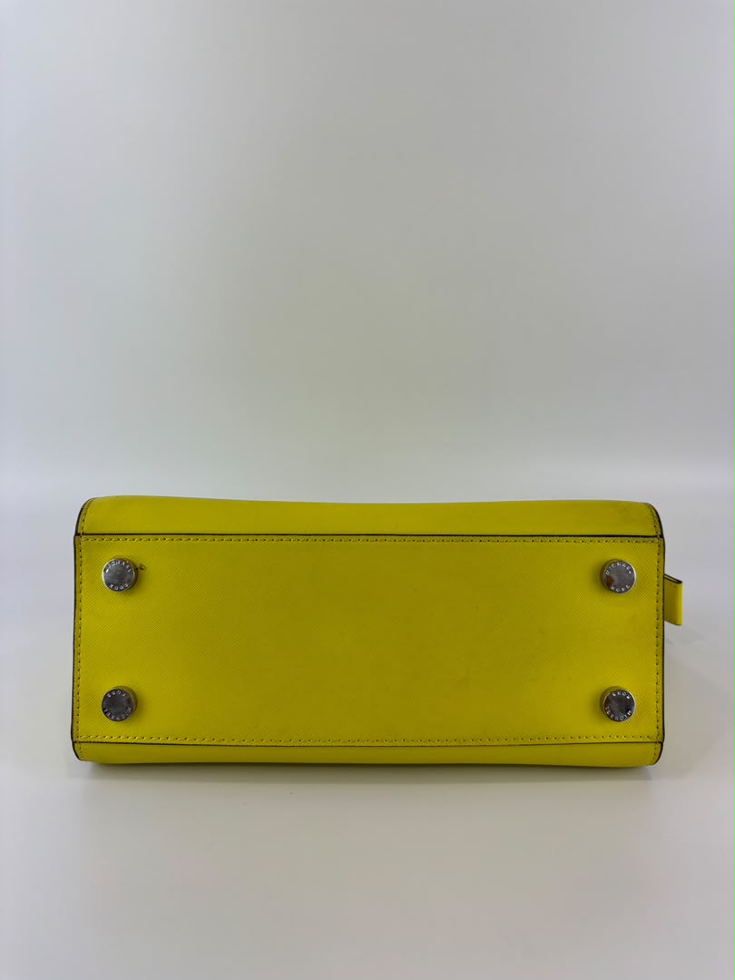 Selma Medium Satchel Neon Yellow Saffiano Leather