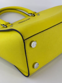 Selma Medium Satchel Neon Yellow Saffiano Leather