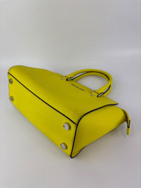 Selma Medium Satchel Neon Yellow Saffiano Leather