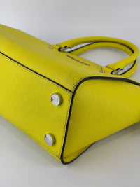 Selma Medium Satchel Neon Yellow Saffiano Leather