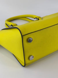 Selma Medium Satchel Neon Yellow Saffiano Leather