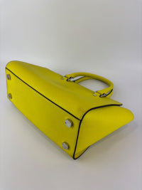 Selma Medium Satchel Neon Yellow Saffiano Leather