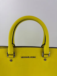 Selma Medium Satchel Neon Yellow Saffiano Leather