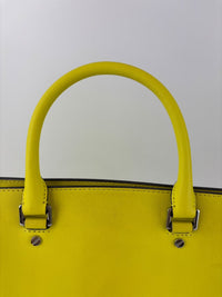 Selma Medium Satchel Neon Yellow Saffiano Leather