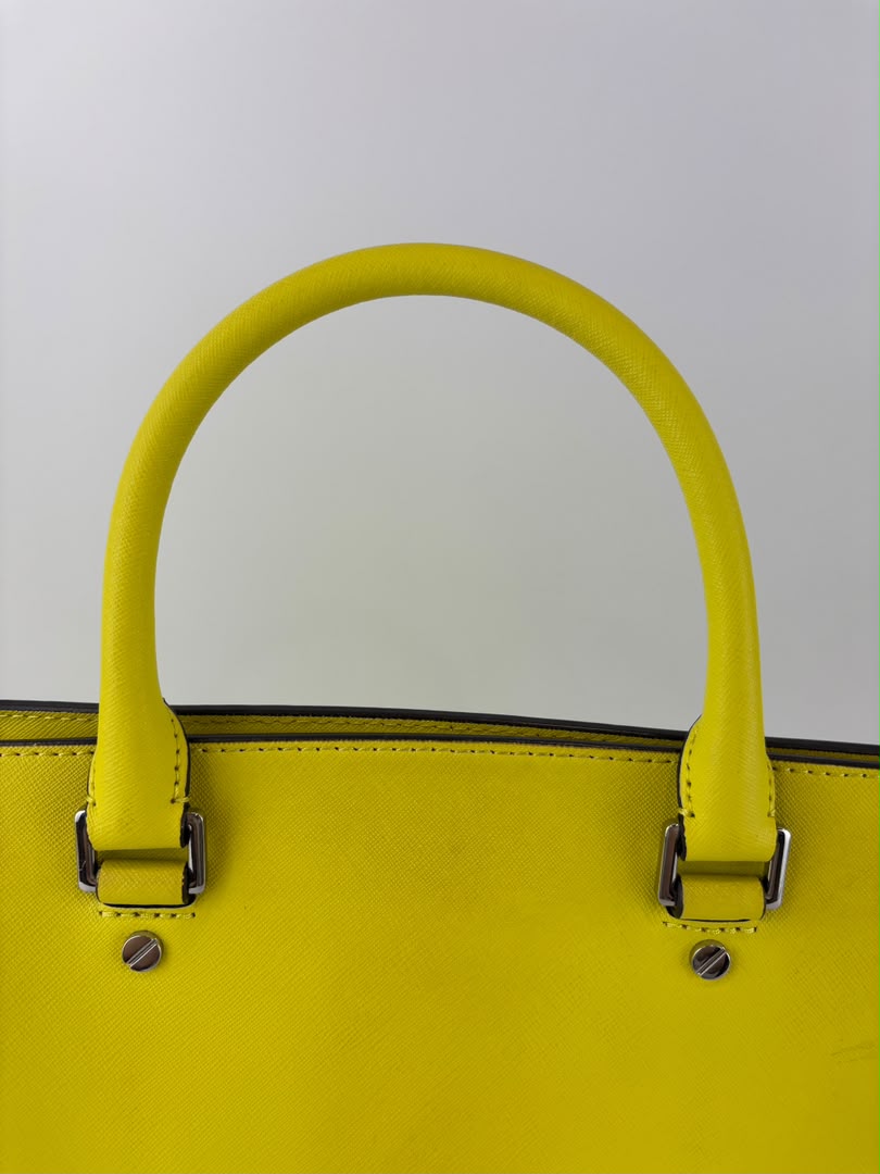 Selma Medium Satchel Neon Yellow Saffiano Leather