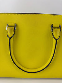 Selma Medium Satchel Neon Yellow Saffiano Leather