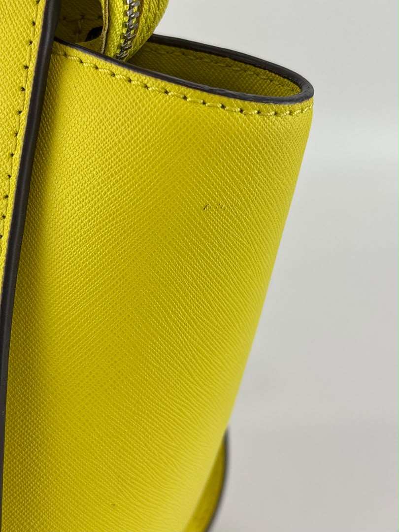 Selma Medium Satchel Neon Yellow Saffiano Leather