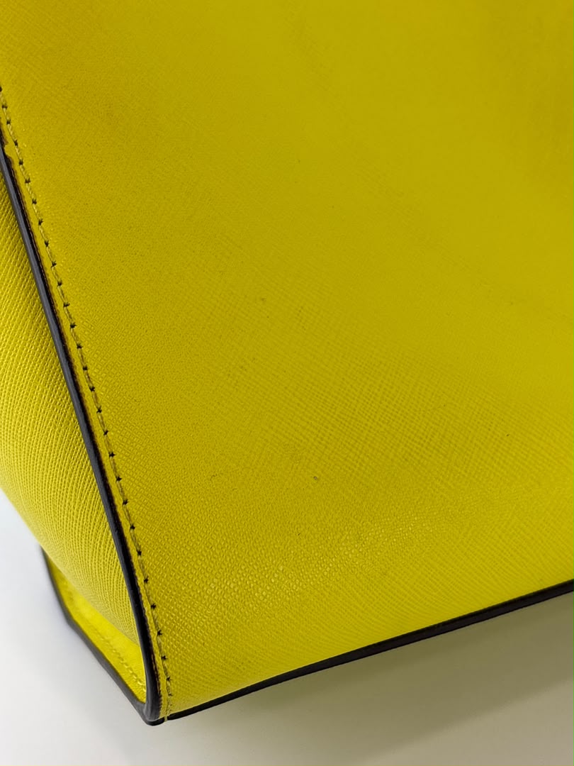Selma Medium Satchel Neon Yellow Saffiano Leather