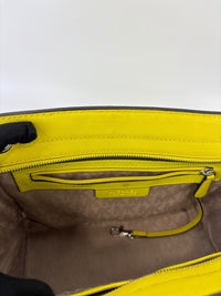 Selma Medium Satchel Neon Yellow Saffiano Leather