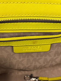 Selma Medium Satchel Neon Yellow Saffiano Leather