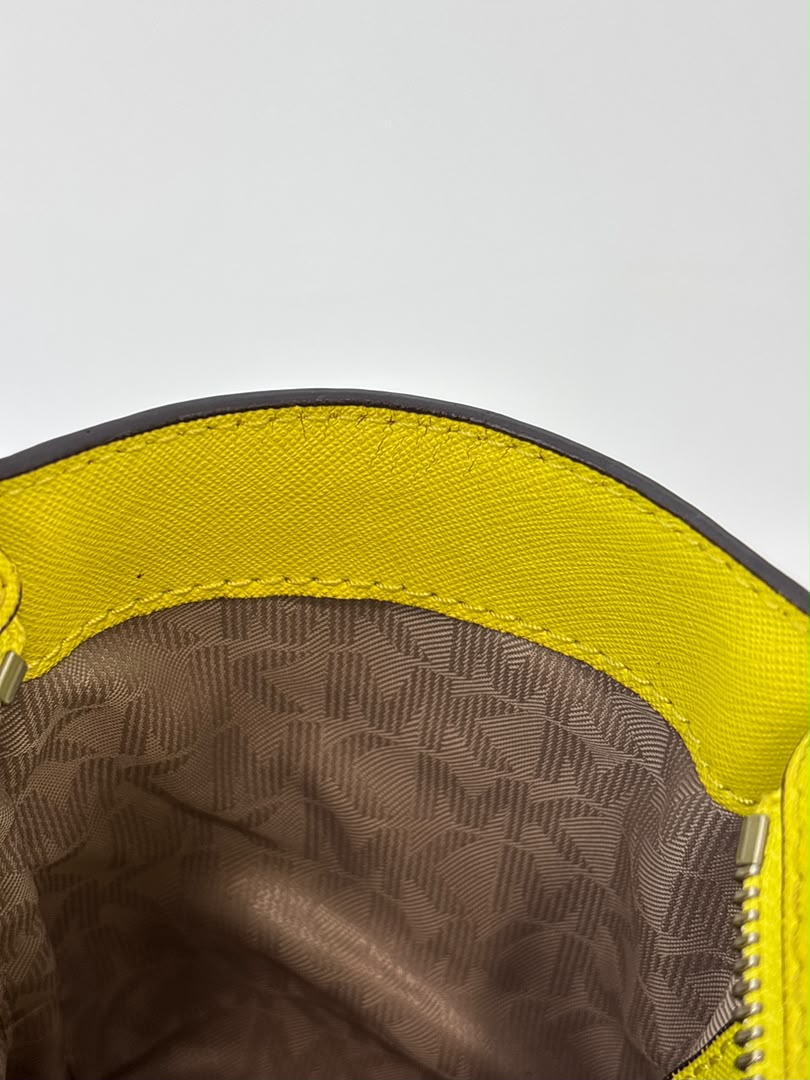 Selma Medium Satchel Neon Yellow Saffiano Leather