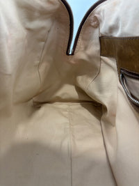 Ethel Zip Satchel Bag Blue Denim/Brown Leather
