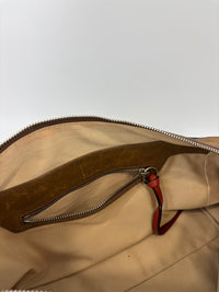 Ethel Zip Satchel Bag Blue Denim/Brown Leather