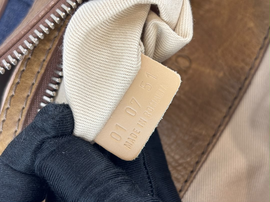 Ethel Zip Satchel Bag Blue Denim/Brown Leather