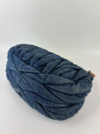 Matelassé Denim and Leather Hobo Bag Blue/Brown