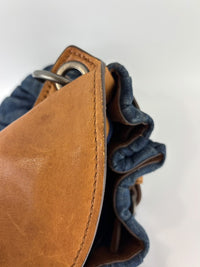 Matelassé Denim and Leather Hobo Bag Blue/Brown