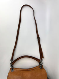 Matelassé Denim and Leather Hobo Bag Blue/Brown