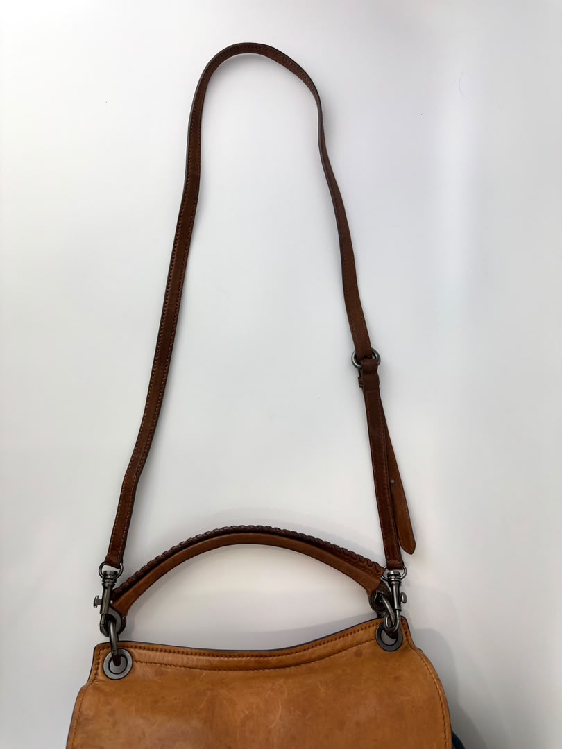 Matelassé Denim and Leather Hobo Bag Blue/Brown
