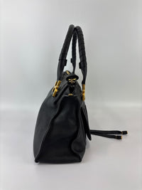 Medium Marcie Satchel Black Grained Leather