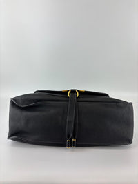 Medium Marcie Satchel Black Grained Leather